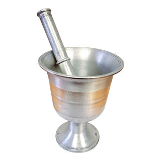 High Quality Aluminum Mortar and Pestle Shiny Polished Silver Finishing and Best Quality Solid Aluminum Mortar and Pestle