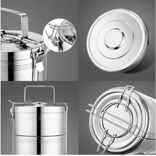 Capacity Stainless Steel Bento Box Double Insulated Lunch Carrying Basket Outdoor Warmth Thermal Carrying Preservation