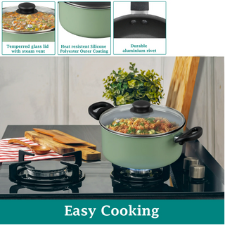 Mainstays 7 Piece Nonstick Aluminum Pots and Pans Cookware Set, Green